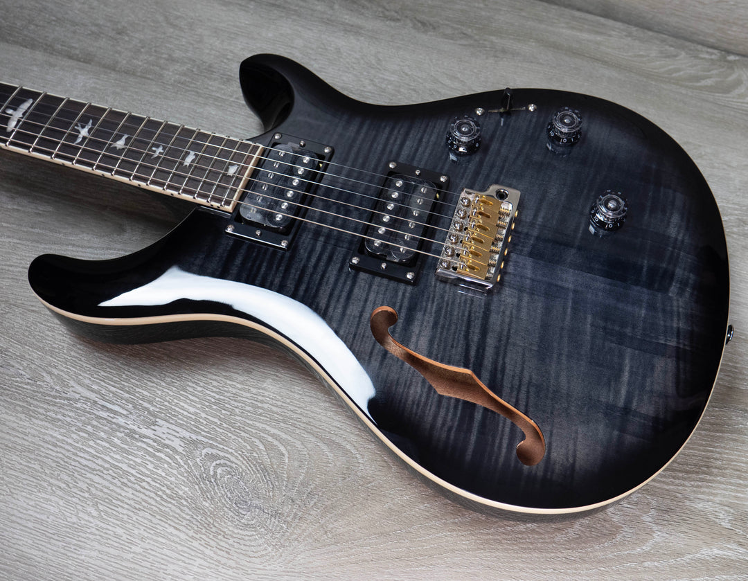 PRS SE Custom 24 Semi-Hollow Piezo Electric Guitar, Charcoal Burst