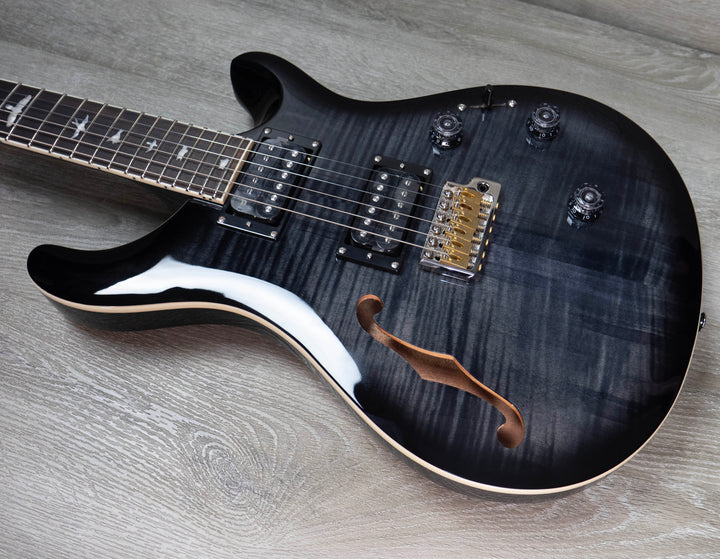 PRS SE Custom 24 Semi-Hollow Piezo Electric Guitar, Charcoal Burst