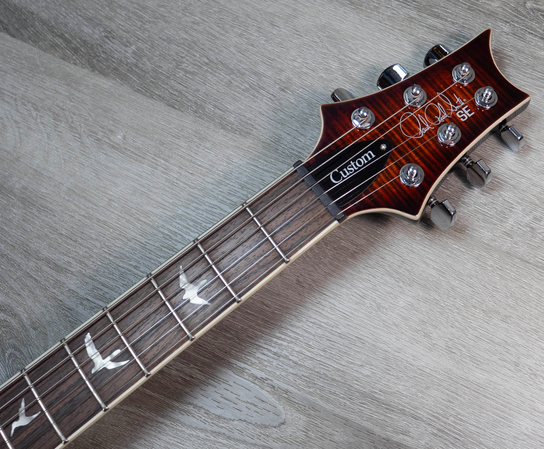 PRS SE Custom 24 Semi-Hollow Piezo Electric Guitar, Orange Tiger Smokeburst