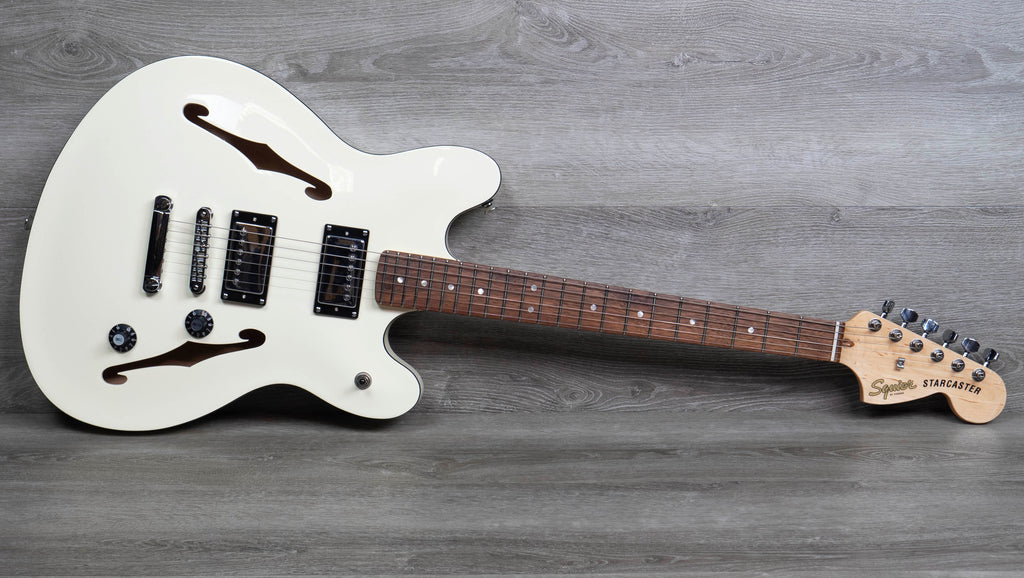 Squier Starcaster ホワイト×ブラック Squier Affinity Series Starcaster Deluxe, Laurel Fingerboard