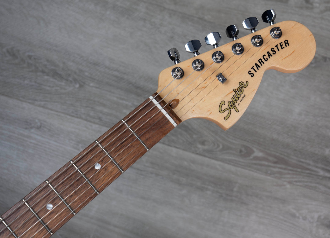 Squier Affinity Series Starcaster Deluxe, diapasón de laurel, blanco olímpico