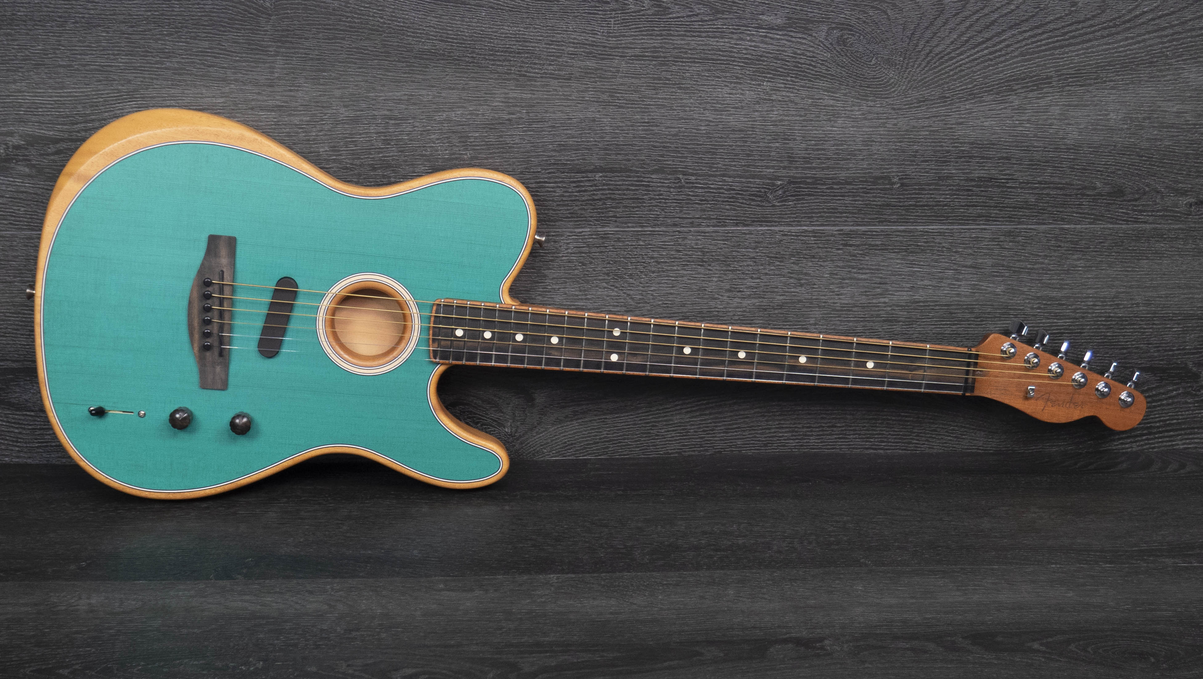 Fender Limited Edition American Acoustasonic Telecaster, Channel-Bound  Neck, Aqua Teal