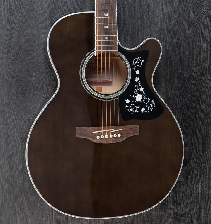 Takamine GN75CE-BK NEX, Solid Spruce Top, Quilted Maple Back w/ TK-40D Pickup, Transparent Black