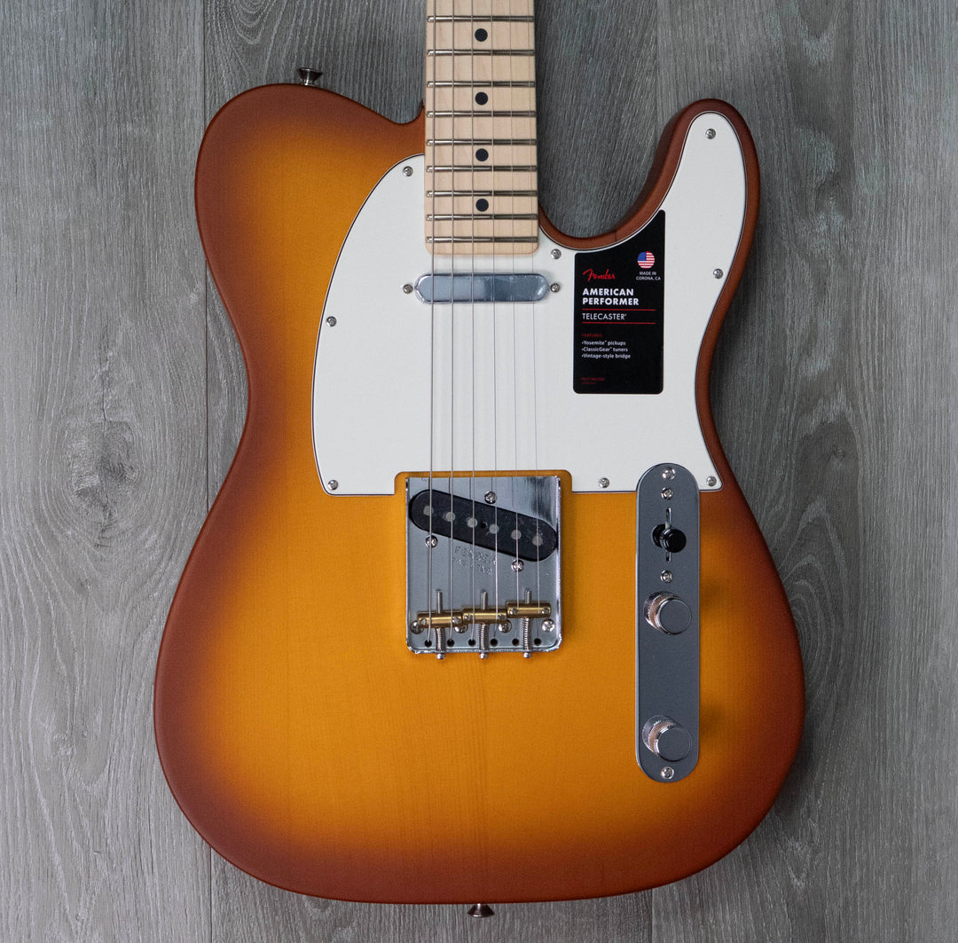 Fender Édition limitée American Performer Timber Telecaster, touche en érable, Honey Burst