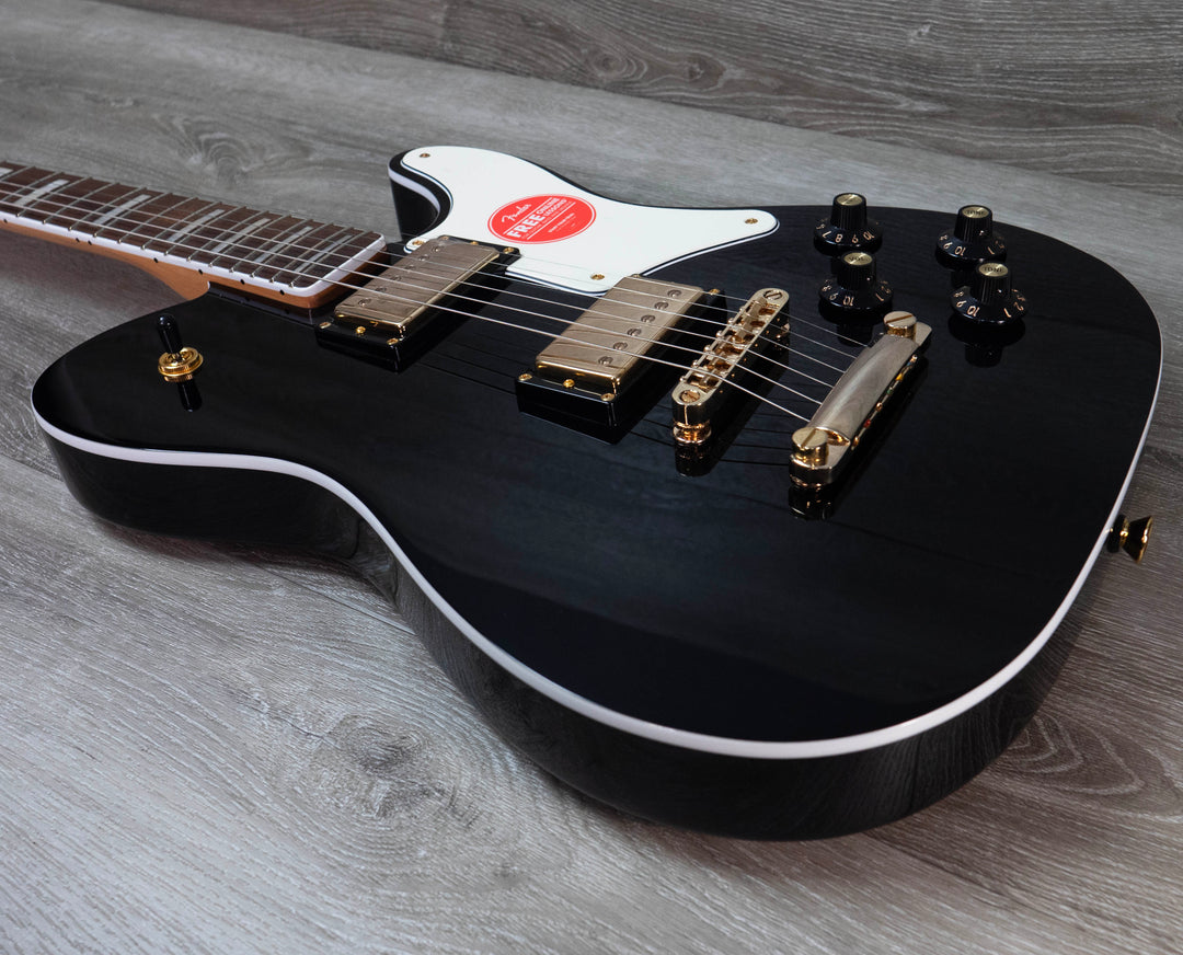 Squier Limited Edition Paranormal Troublemaker Telecaster Deluxe, Laurel Fingerboard, Parchment Pickguard, Black