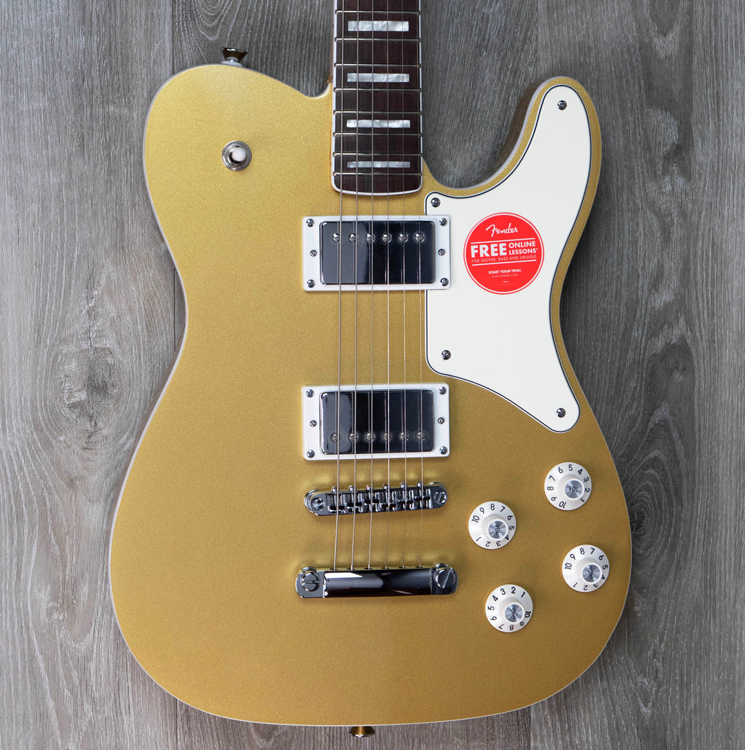 Squier Edición limitada Paranormal Troublemaker Telecaster Deluxe, diapasón de laurel, golpeador de pergamino, oro azteca