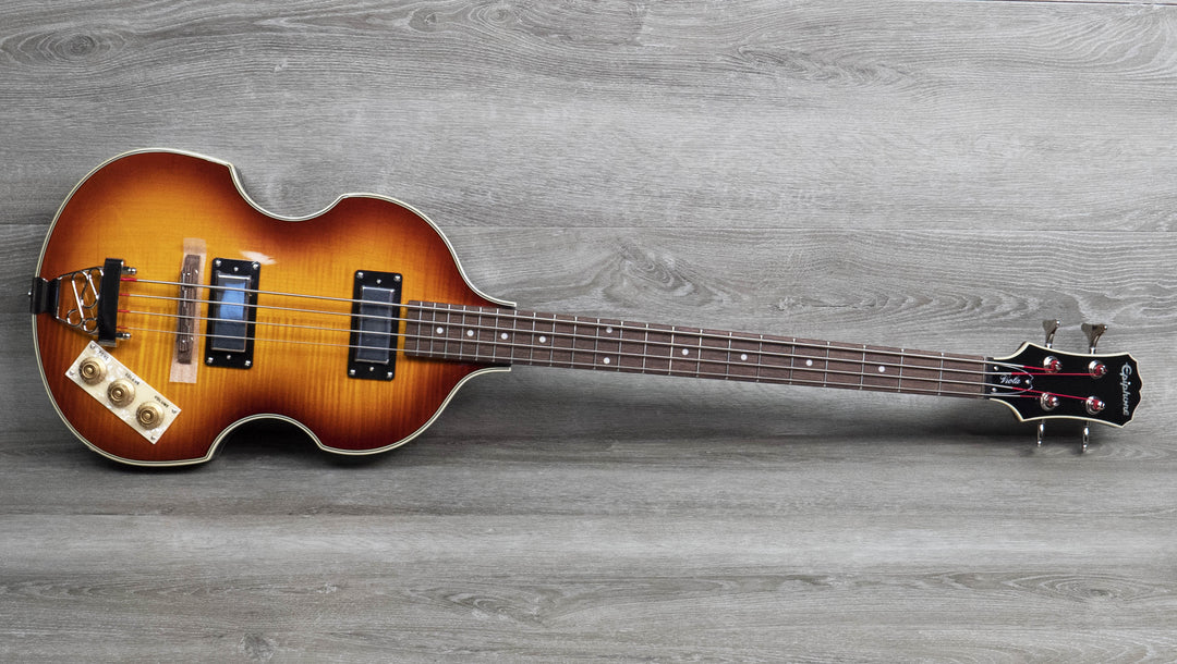 Bajo viola Epiphone, estilo vintage Sunburst