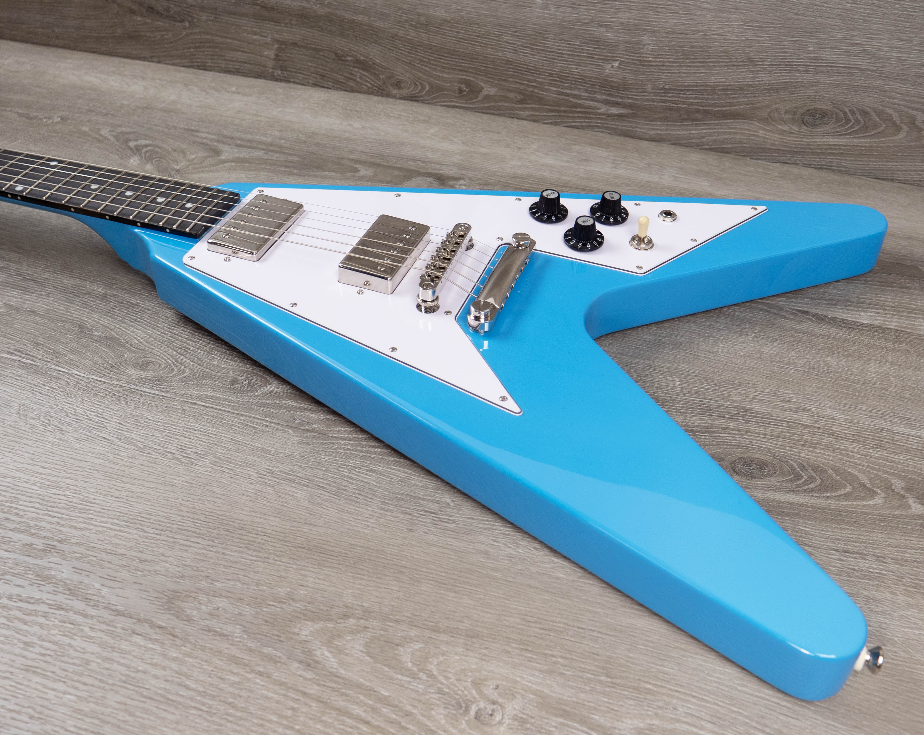 Epiphone Flying V 70s, Maui Blue – A Strings