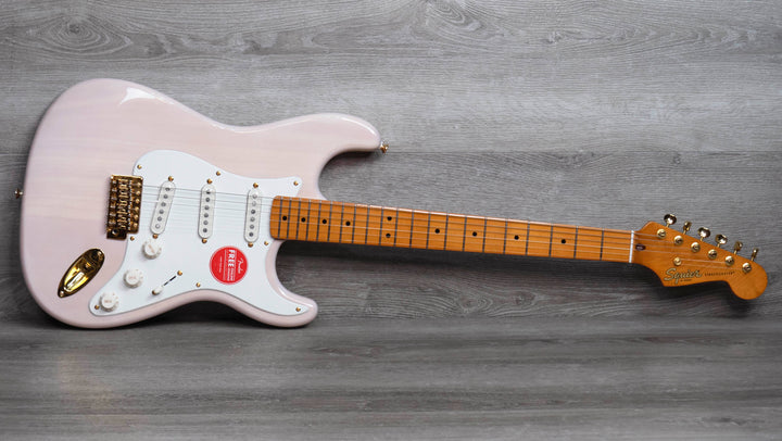 Squier FSR Classic Vibe '50s Stratocaster, Maple Fingerboard, Parchment Pickguard, Gold Hardware, White Blonde