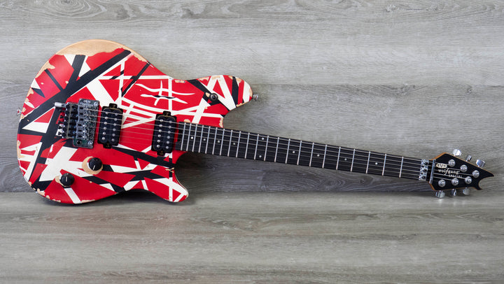 EVH Limited Edition Wolfgang Special Striped Series, Ebony Fingerboard, Red, Black, and White, Aged