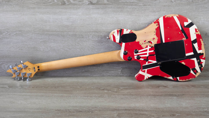EVH Limited Edition Wolfgang Special Striped Series, Ebony Fingerboard, Red, Black, and White, Aged