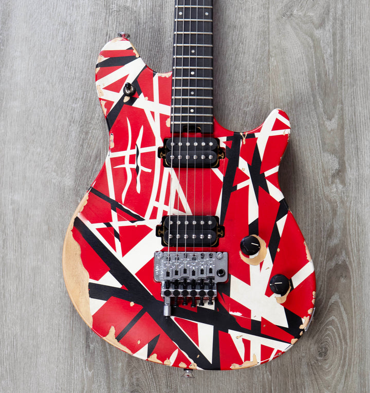 EVH Limited Edition Wolfgang Special Striped Series, Ebony Fingerboard, Red, Black, and White, Aged