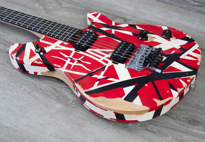 EVH Limited Edition Wolfgang Special Striped Series, Ebony Fingerboard, Red, Black, and White, Aged