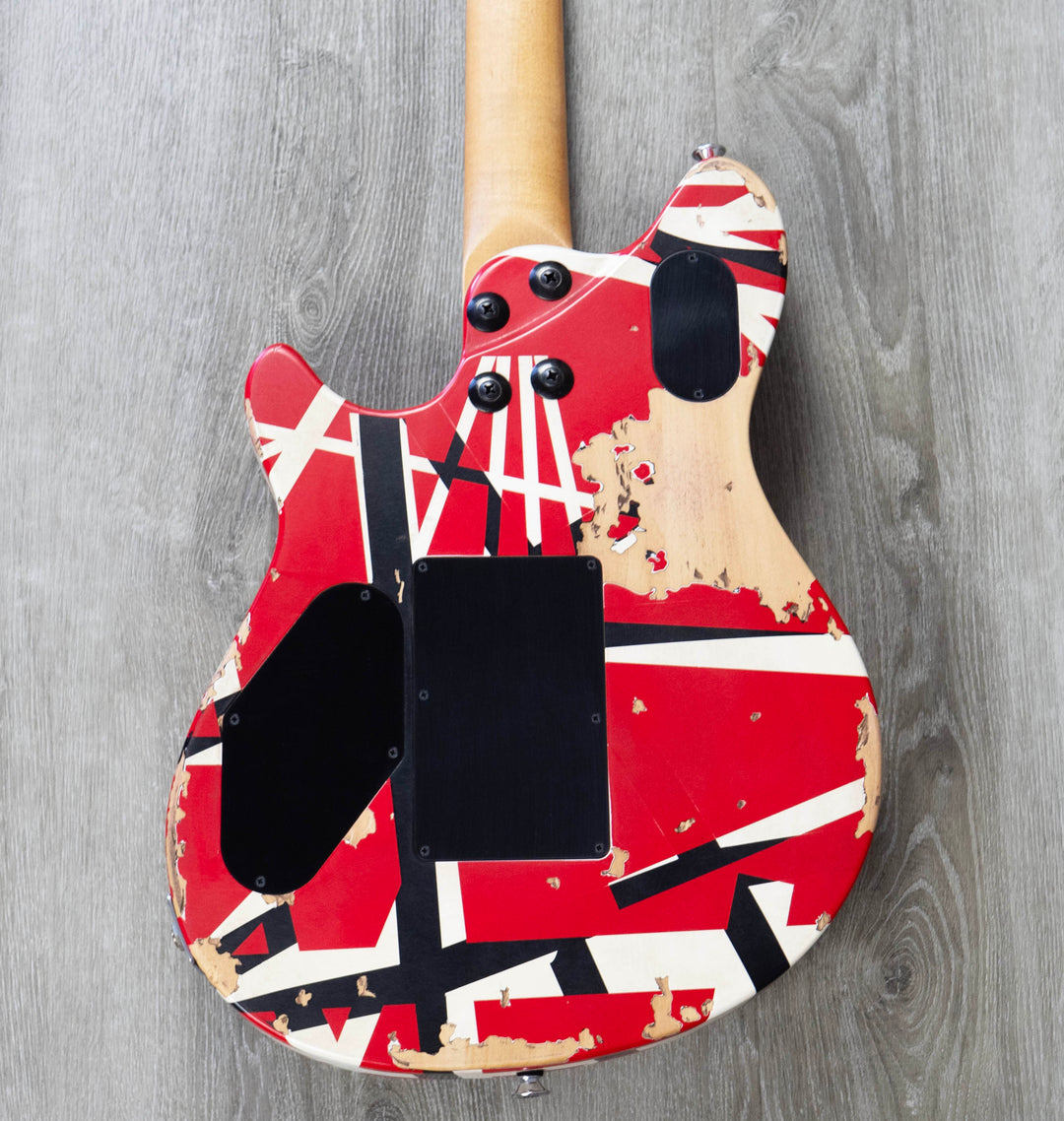 EVH Limited Edition Wolfgang Special Striped Series, Ebony Fingerboard, Red, Black, and White, Aged