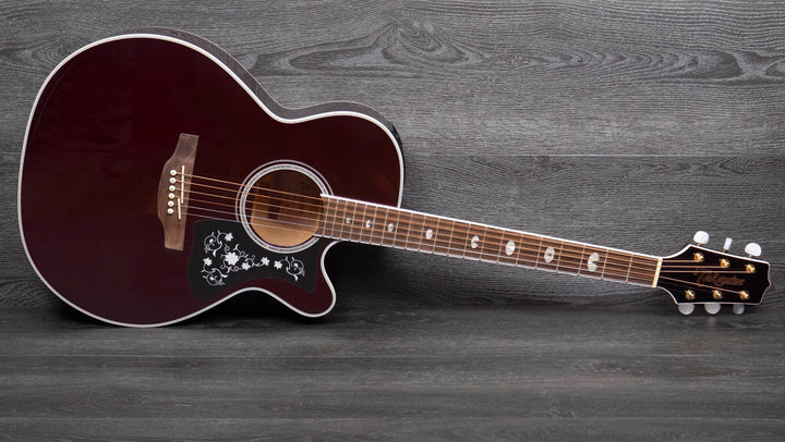 Takamine GN75CE-WR NEX, tapa de abeto macizo, fondo de arce acolchado con pastilla TK-40D, color rojo vino