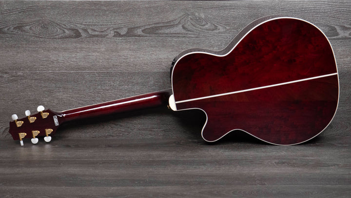 Takamine GN75CE-WR NEX, tapa de abeto macizo, fondo de arce acolchado con pastilla TK-40D, color rojo vino