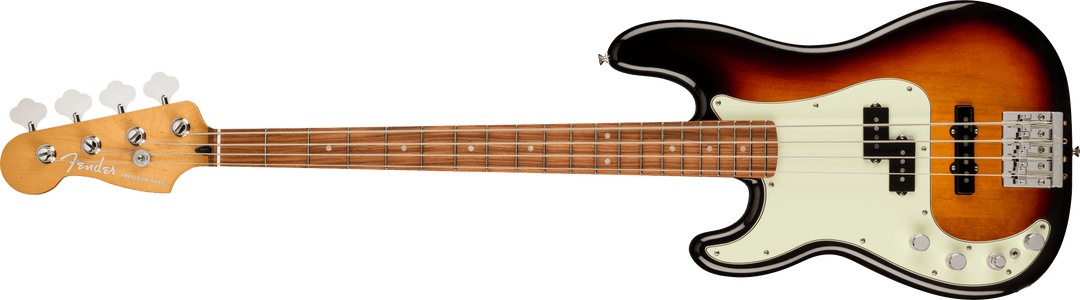 Fender Player Plus Precision Bass, Left-Hand, Pau Ferro Fingerboard, 3-Colour Sunburst