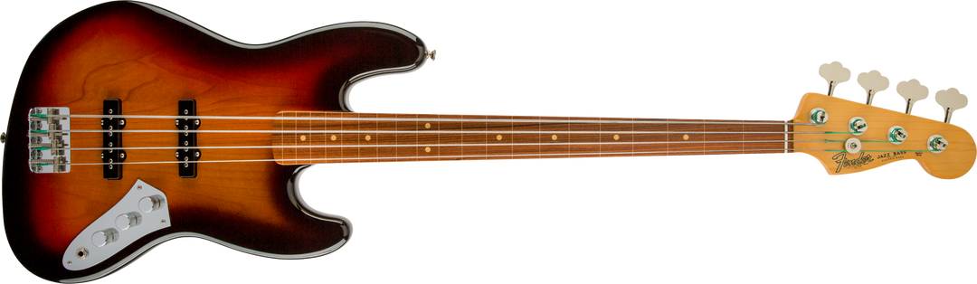 Fender Jaco Pastorius Jazz Bass, Fretless, Pau Ferro Fingerboard, 3-colour Sunburst