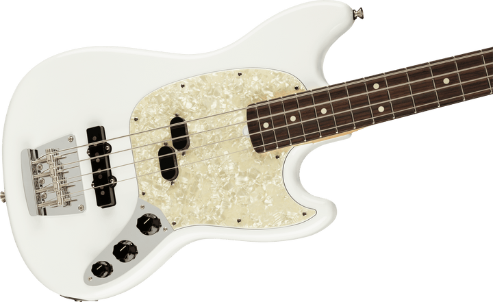 Fender American Performer Mustang Bass, Rosewood Fingerboard, Arctic White - A Strings