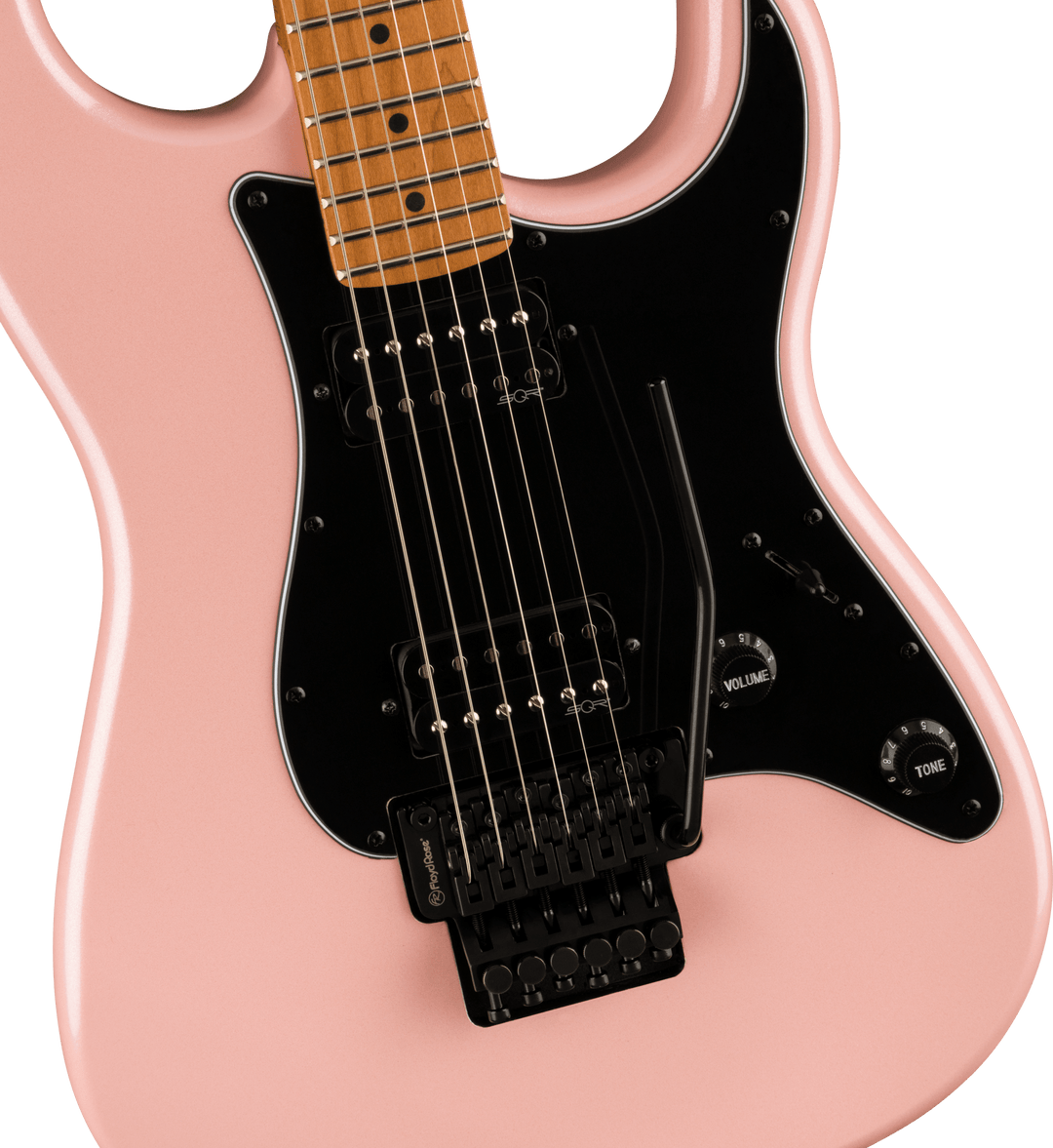 Squier Contemporary Stratocaster HH FR, Roasted Maple Fingerboard, Black Pickguard, Shell Pink Pearl