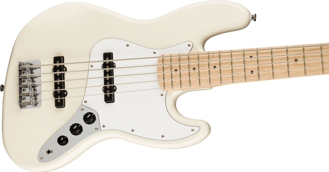Squier Affinity Series Jazz Bass V, touche en érable, blanc olympique