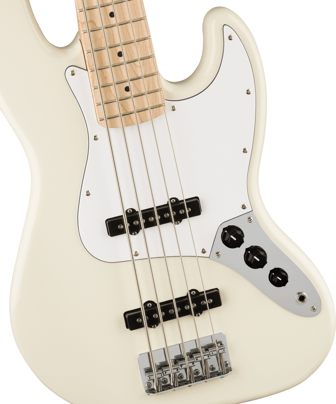 Squier Affinity Series Jazz Bass V, touche en érable, blanc olympique