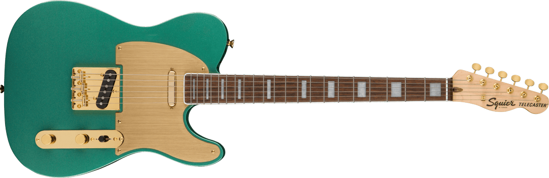 Squier 40th Anniversary Telecaster, Gold Edition, Laurel Fingerboard, Gold Anodized Pickguard, Sherwood Green Metallic
