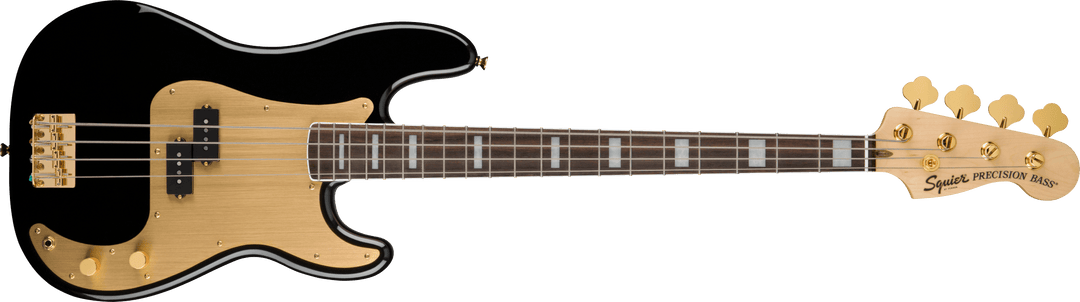 Squier 40th Anniversary Precision Bass, Gold Edition, Laurel Fingerboard, Gold Anodized Pickguard, Black