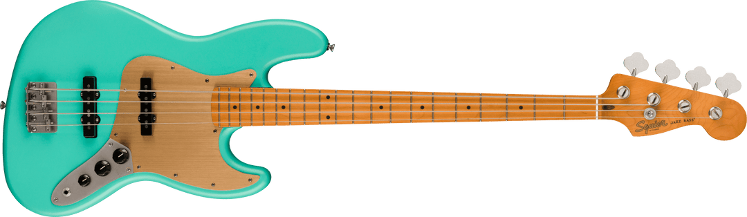 Squier 40th Anniversary Jazz Bass, Vintage Edition, Maple Fingerboard, Gold Anodized Pickguard, Satin Seafoam Green
