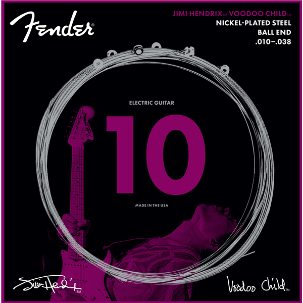 Fender Hendrix Voodoo Child Electric Guitar Strings, Ball End, NPS, .010-.038