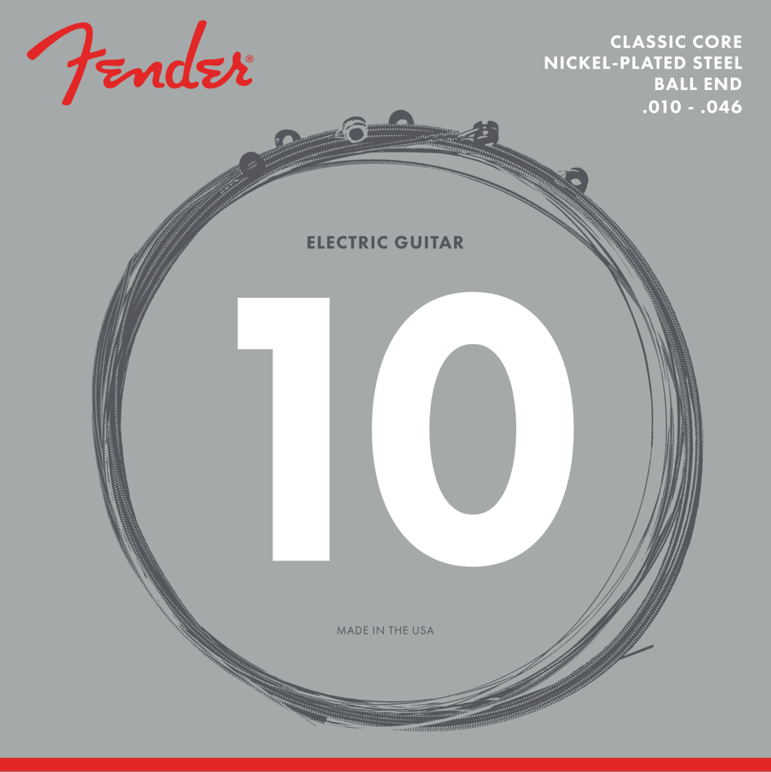 Fender 255R Classic Core Electric Guitar Strings, Nickel-Plated Steel, Ball Ends, .010-.046 - A Strings