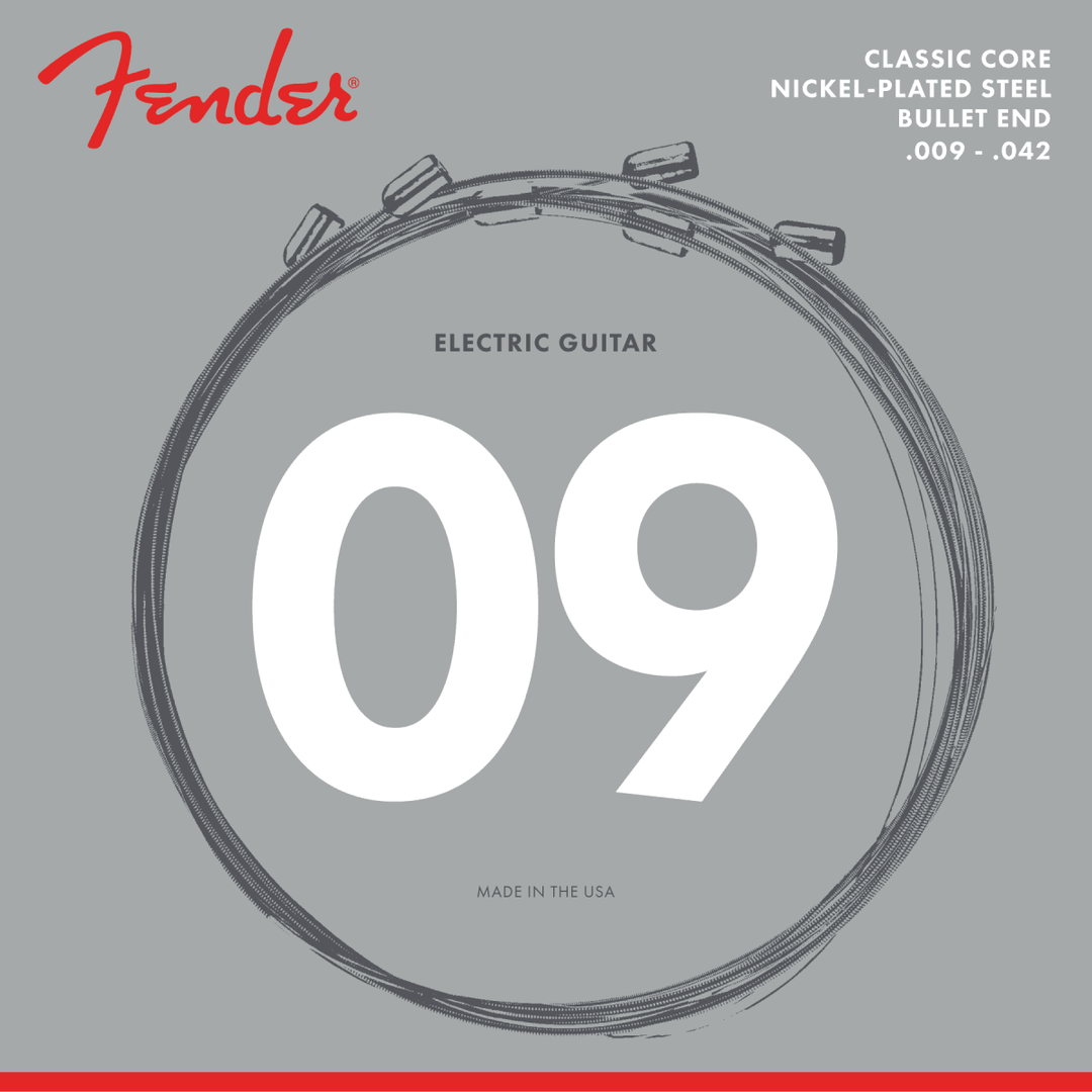 Fender 3255L Classic Core Electric Guitar Strings, Nickel Plated Steel, Bullet Ends, .009-.042 - A Strings