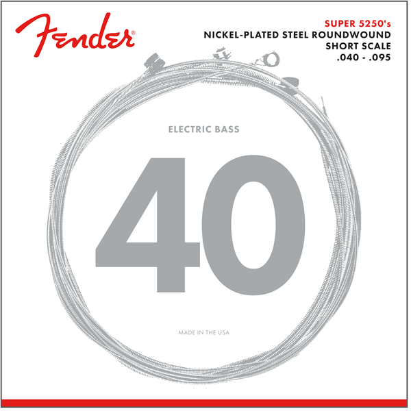Fender 5250XL Super Bass Strings, Nickel-Plated Steel Roundwound, Short Scale, .040-.095 - A Strings