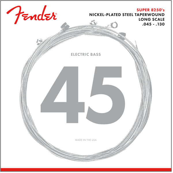 Fender 8250M Bass 5 String Set, Nickel Plated Steel Taper Wound, Long Scale, .045-.130 - A Strings