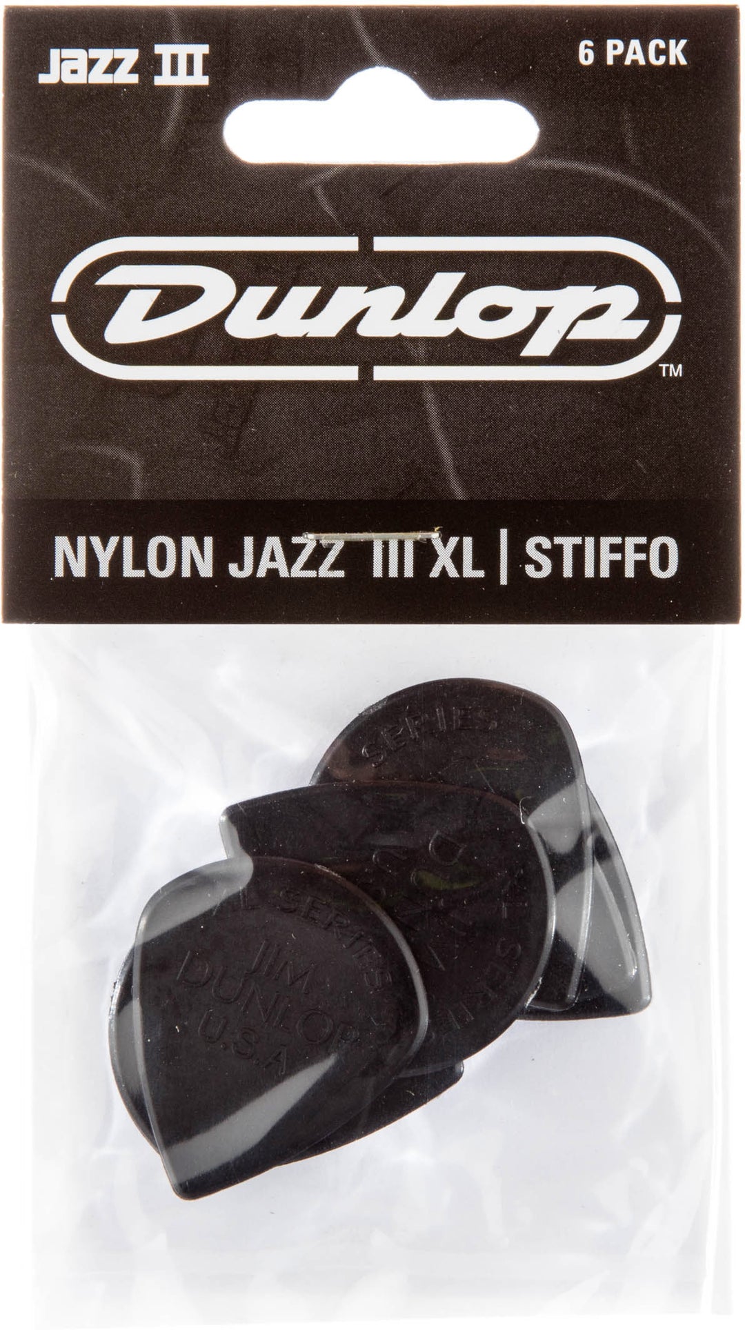 Jim Dunlop Jazz III XL Picks, Black Stiffo, Players Pack 6