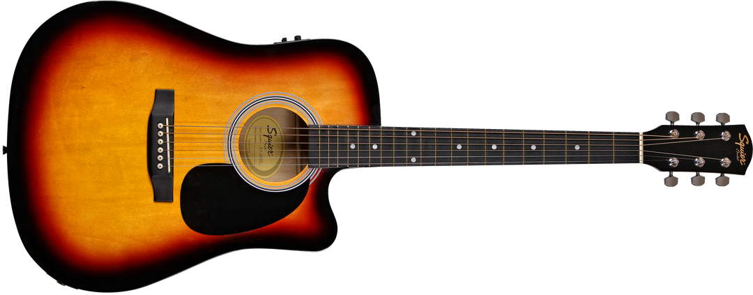 Squier SA-105CE, Dreadnought Cutaway, Stained Hardwood Fingerboard, Sunburst