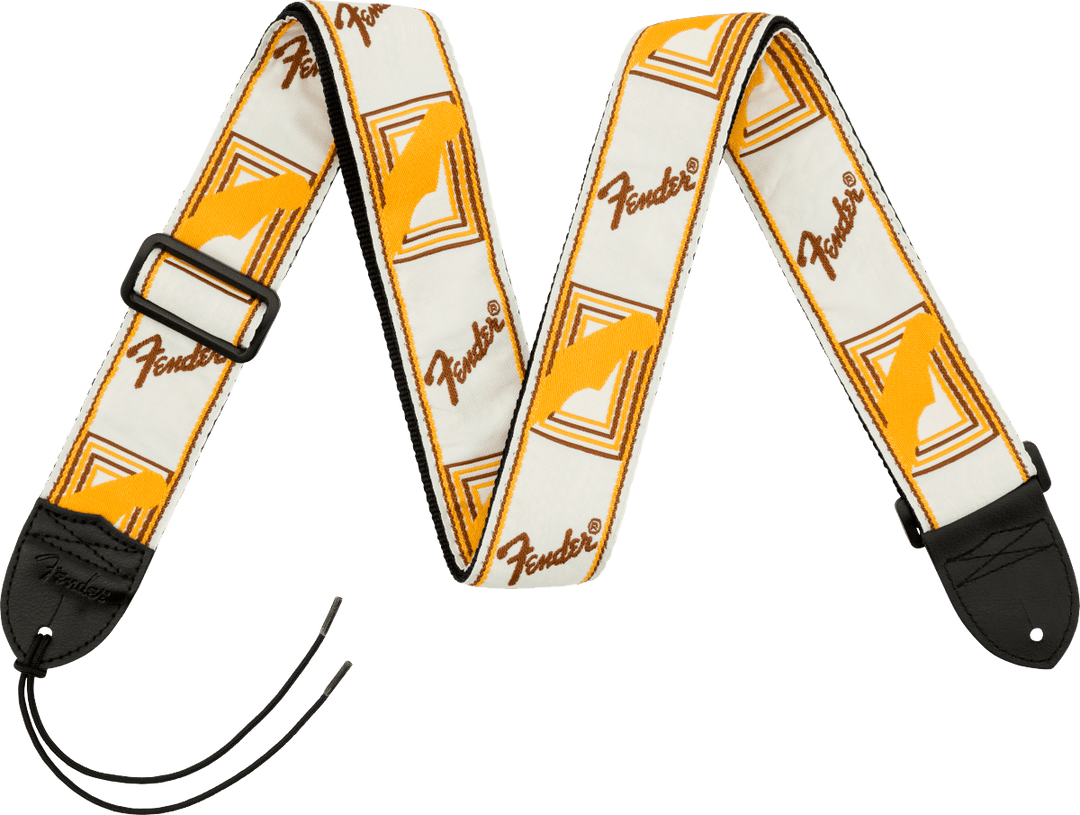 Fender 2" Monogrammed Strap, White/Brown/Yellow - A Strings