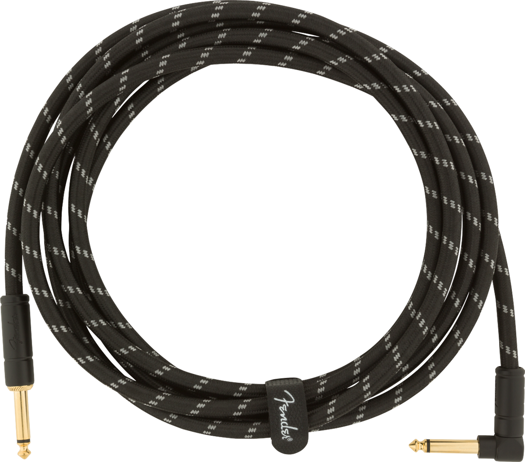 Fender Deluxe Instrument Cable, Right Angled, Black Tweed