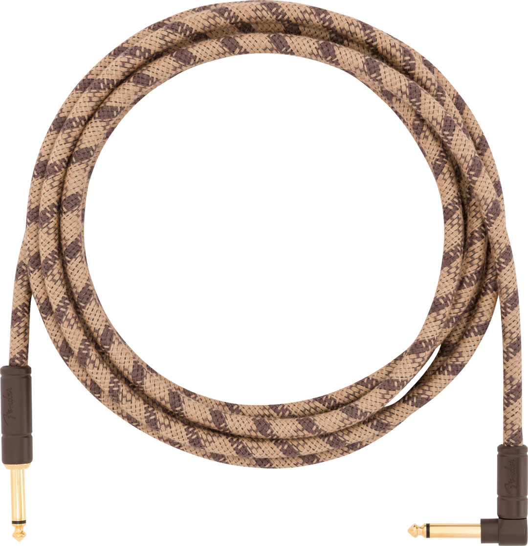 Fender Angled Festival Instrument Cable, Pure Hemp, Brown Stripe