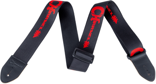 Charvel Strap, Black with Red Logo - A Strings