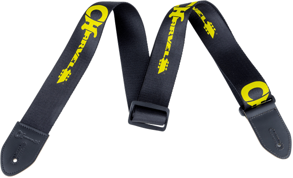 Charvel Strap, Black with Yellow Logo - A Strings