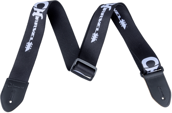 Charvel Strap, Black with White Logo - A Strings