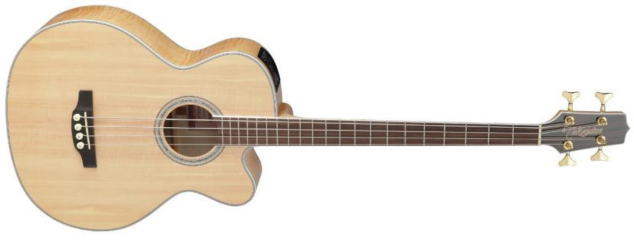 Takamine GB72CE-NAT Acoustic Bass, Solid Spruce Top, Flame Maple Back w/ TK-40D Pickup, Black