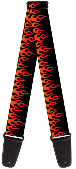 Buckle Down Flames Orange Red Guitar Strap - A Strings