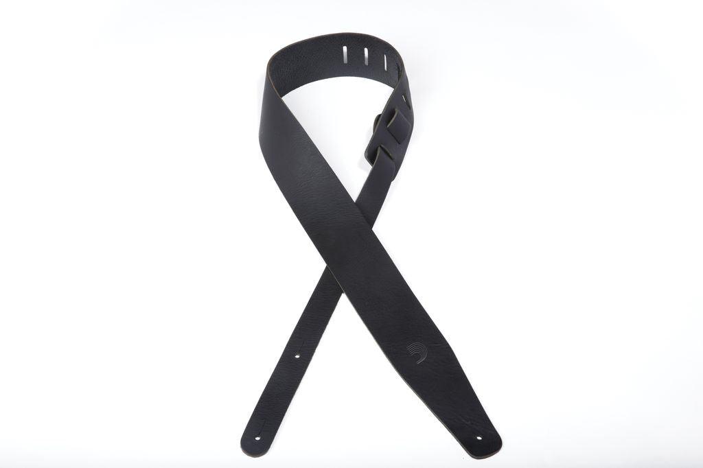 D'Addario Thick Leather Guitar Strap - Black - A Strings