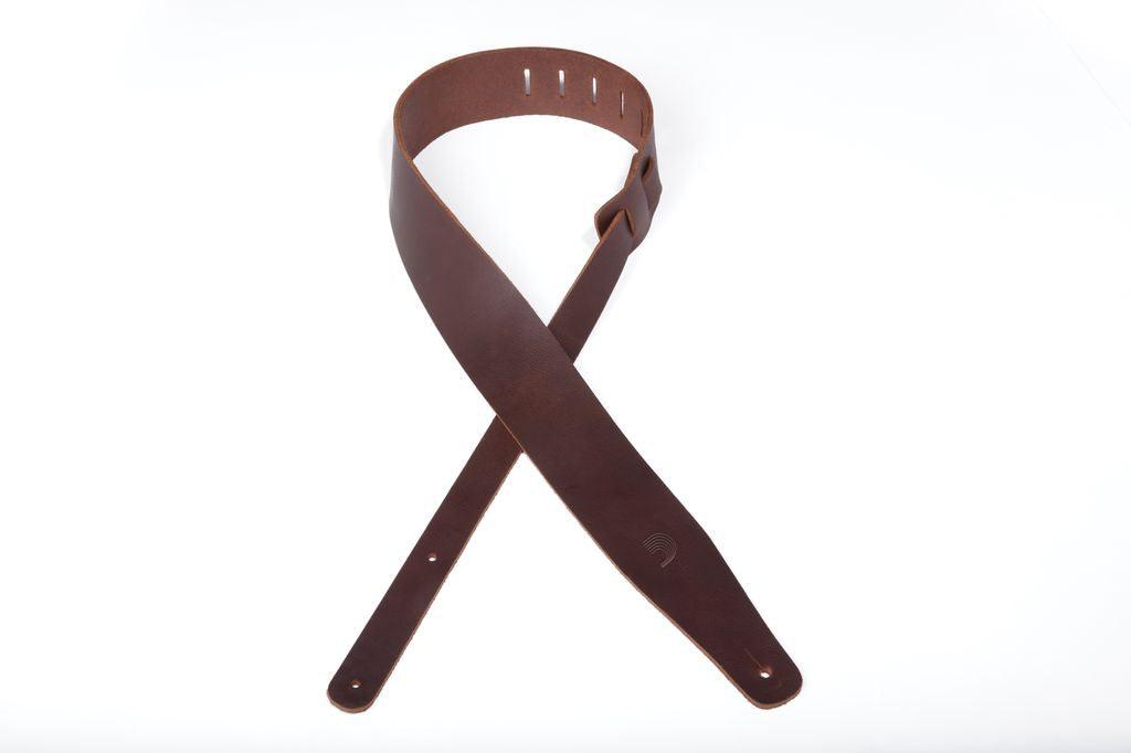 D'Addario Thick Leather Guitar Strap - Brown - A Strings