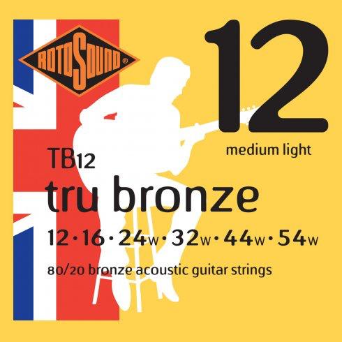 Rotosound True Bronze Acoustic Guitar String Set, 80/20 Bronze, .012-.054