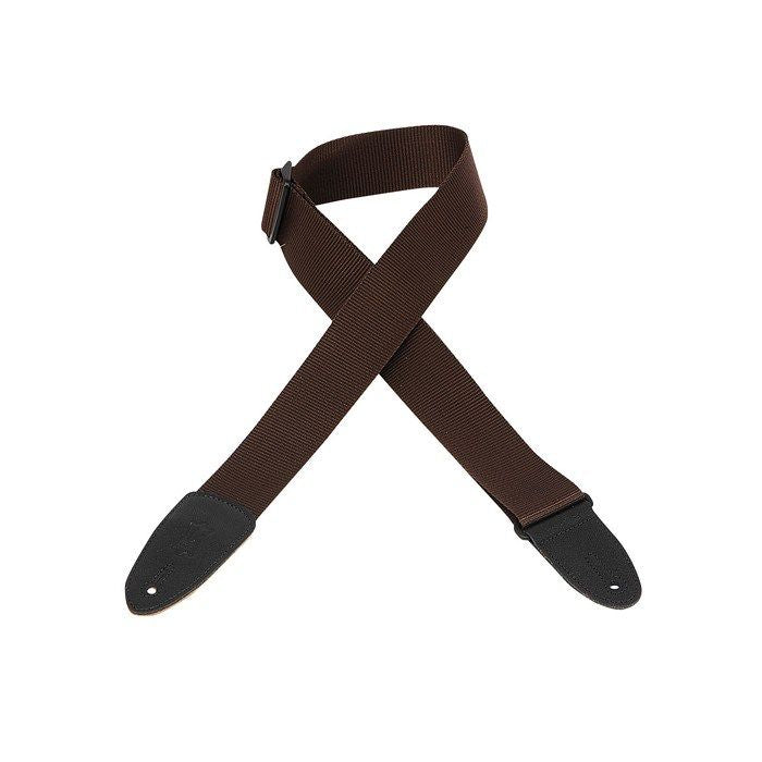 Levy's 2" Soft-Hand Polypropylene Guitar Strap w/ Leather Ends - Brown