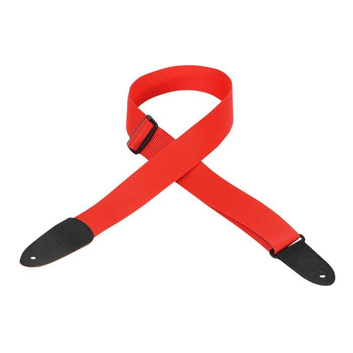 Levy's 2" Soft-Hand Polypropylene Guitar Strap w/ Leather Ends - Red