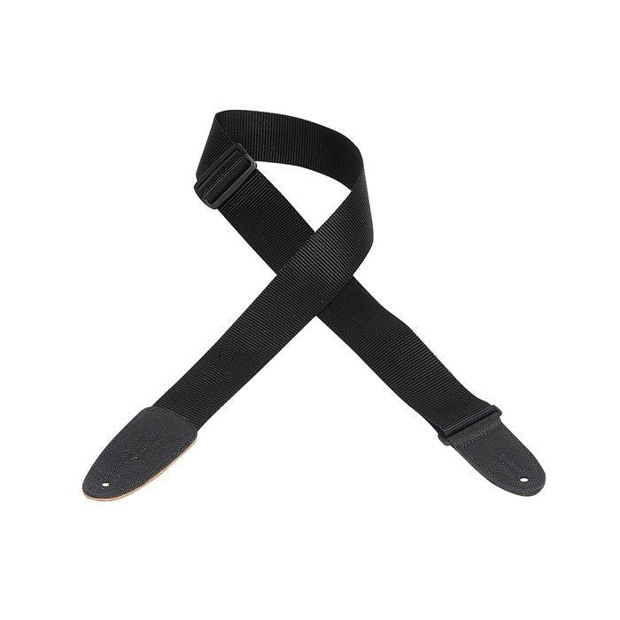 Levy's 3.5" Leather Guitar Strap - Black w/ Musical Notes